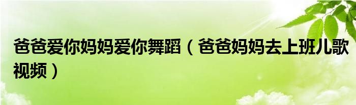 爸爸爱你妈妈爱你舞蹈(爸爸妈妈去上班儿歌视频)