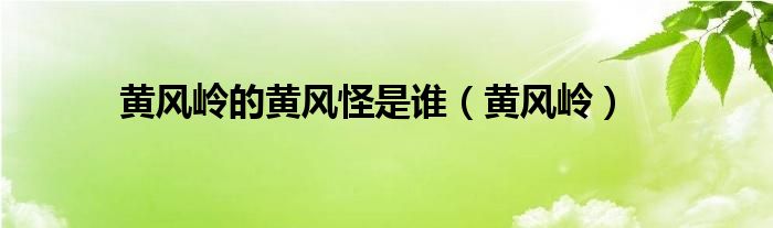 黄风岭的黄风怪是谁(黄风岭)
