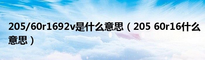 205/60r1692v是什么意思(205 60r16什么意思)