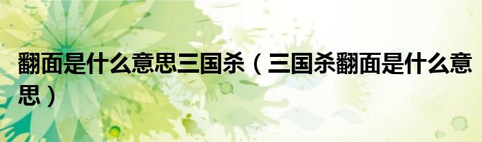 翻面是什么意思三国杀(三国杀翻面是什么意思)