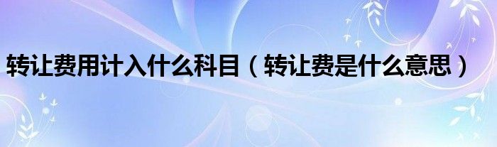 转让费用计入什么科目(转让费是什么意思)