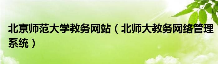 北京师范大学教务网站(北师大教务网络管理系统)