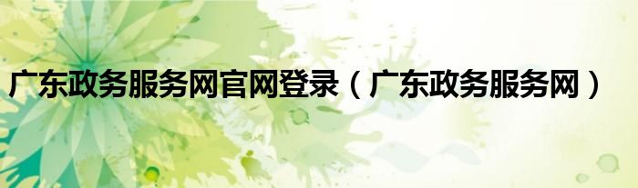 广东政务服务网官网登录(广东政务服务网)
