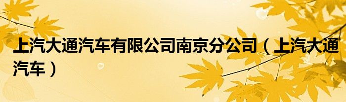 上汽大通汽车有限公司南京分公司(上汽大通汽车)