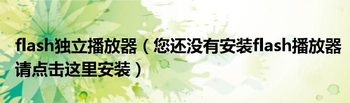 flash独立播放器(您还没有安装flash播放器请点击这里安装)