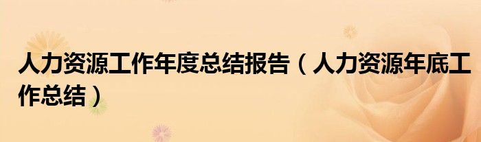 人力资源工作年度总结报告(人力资源年底工作总结)