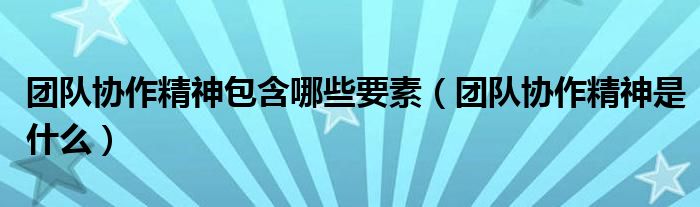 团队协作精神包含哪些要素(团队协作精神是什么)