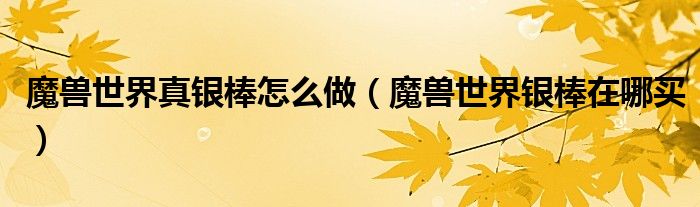 魔兽世界真银棒怎么做(魔兽世界银棒在哪买)