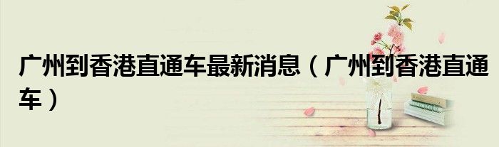 广州到香港直通车最新消息(广州到香港直通车)