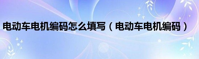 电动车电机编码怎么填写(电动车电机编码)