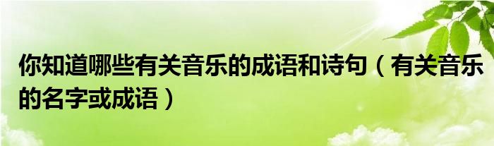 你知道哪些有关音乐的成语和诗句(有关音乐的名字或成语)