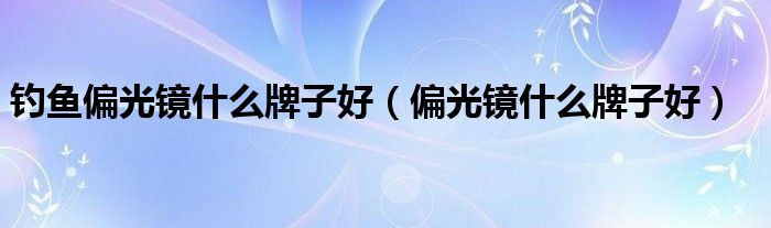 钓鱼偏光镜什么牌子好(偏光镜什么牌子好)