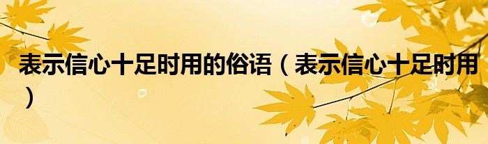 表示信心十足时用的俗语(表示信心十足时用)