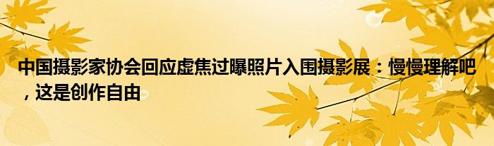 中国摄影家协会回应虚焦过曝照片入围摄影展:慢慢理解吧,这是创作自由
