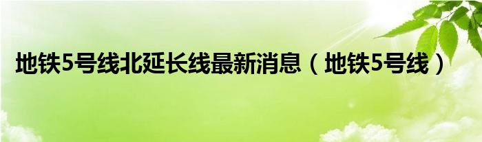 地铁5号线北延长线最新消息(地铁5号线)