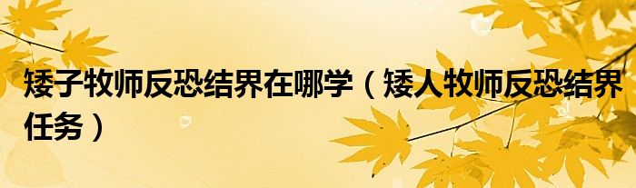 矮子牧师反恐结界在哪学(矮人牧师反恐结界任务)