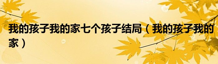我的孩子我的家七个孩子结局(我的孩子我的家)