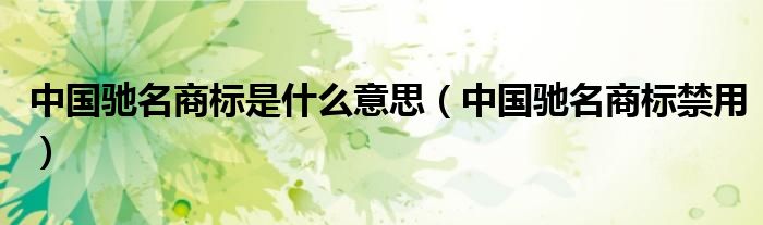 中国驰名商标是什么意思(中国驰名商标禁用)