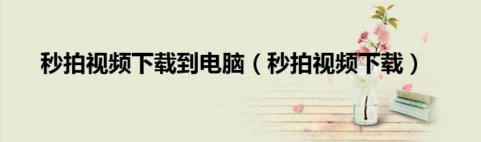 秒拍视频下载到电脑(秒拍视频下载)