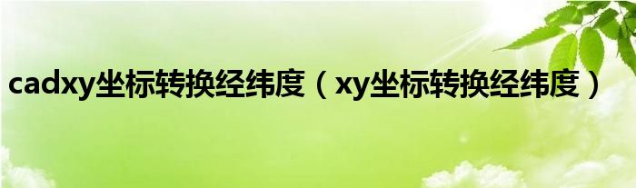 cadxy坐标转换经纬度(xy坐标转换经纬度)