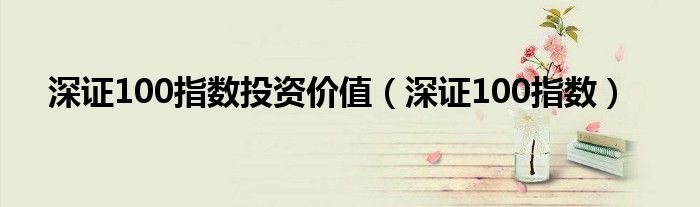 深证100指数投资价值(深证100指数)