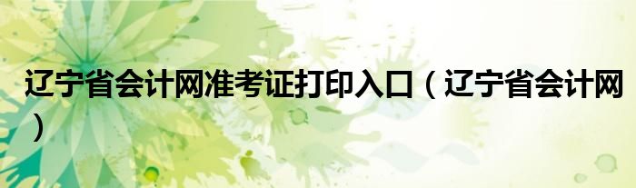 辽宁省会计网准考证打印入口(辽宁省会计网)