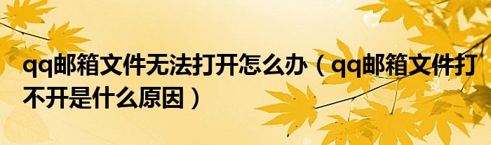 qq邮箱文件无法打开怎么办(qq邮箱文件打不开是什么原因)