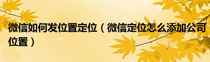 微信如何发位置定位(微信定位怎么添加公司位置)