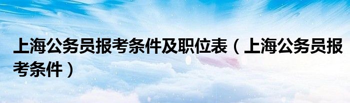 上海公务员报考条件及职位表(上海公务员报考条件)