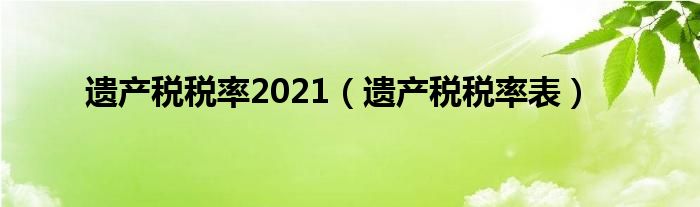 遗产税税率2021(遗产税税率表)