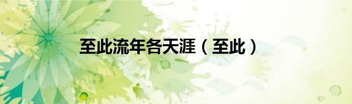 至此流年各天涯（至此）