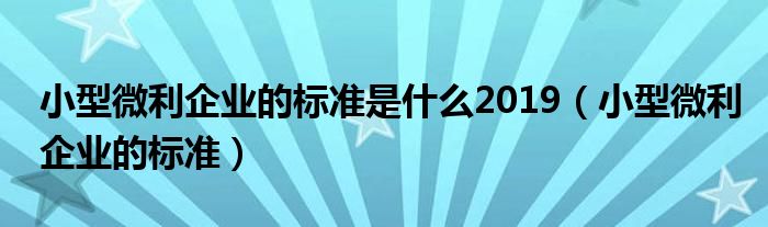 小型微利企业的标准是什么2019(小型微利企业的标准)