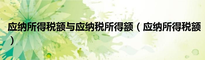 应纳所得税额与应纳税所得额(应纳所得税额)