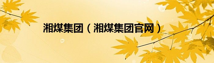湘煤集团（湘煤集团官网）
