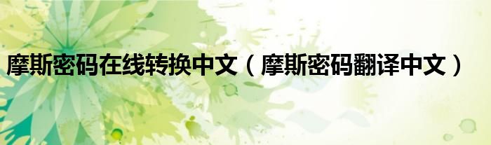 摩斯密码在线转换中文(摩斯密码翻译中文)