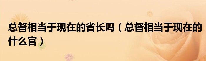 总督相当于现在的省长吗(总督相当于现在的什么官)