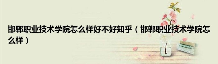 邯郸职业技术学院怎么样好不好知乎(邯郸职业技术学院怎么样)