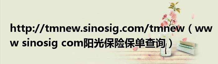 http://tmnew.sinosig.com/tmnew(www sinosig com阳光保险保单查询)