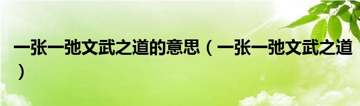 一张一弛文武之道的意思(一张一弛文武之道)