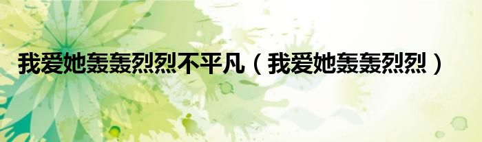 我爱她轰轰烈烈不平凡(我爱她轰轰烈烈)