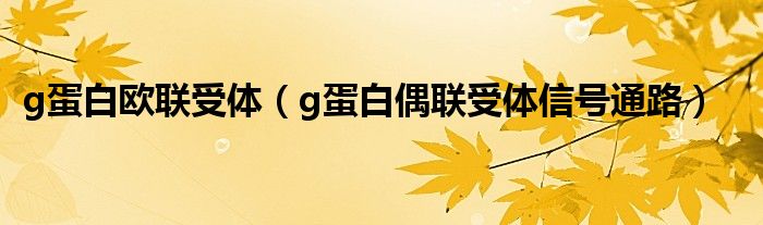 g蛋白欧联受体(g蛋白偶联受体信号通路)