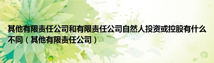 其他有限责任公司和有限责任公司自然人投资或控股有什么不同(其他有限责任公司)