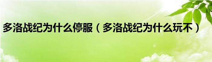 多洛战纪为什么停服(多洛战纪为什么玩不)