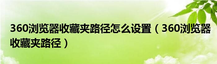 360浏览器收藏夹路径怎么设置(360浏览器收藏夹路径)