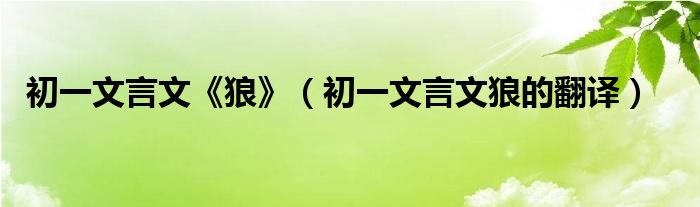 初一文言文《狼》(初一文言文狼的翻译)