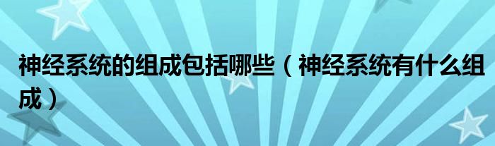 神经系统的组成包括哪些(神经系统有什么组成)
