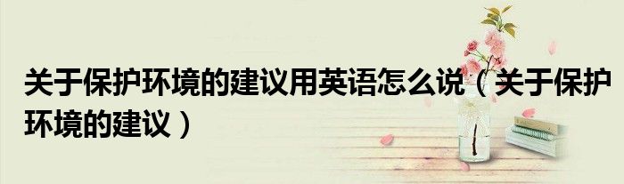 关于保护环境的建议用英语怎么说(关于保护环境的建议)