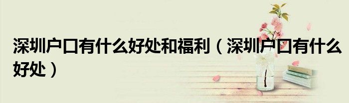 深圳户口有什么好处和福利(深圳户口有什么好处)