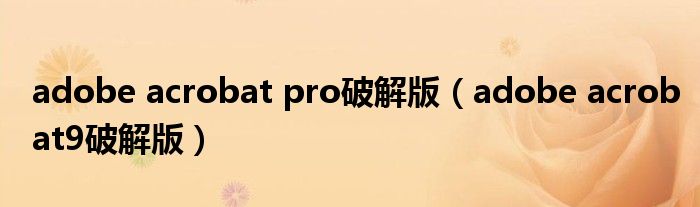 adobe acrobat pro破解版(adobe acrobat9破解版)