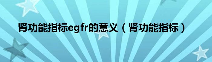 肾功能指标egfr的意义(肾功能指标)